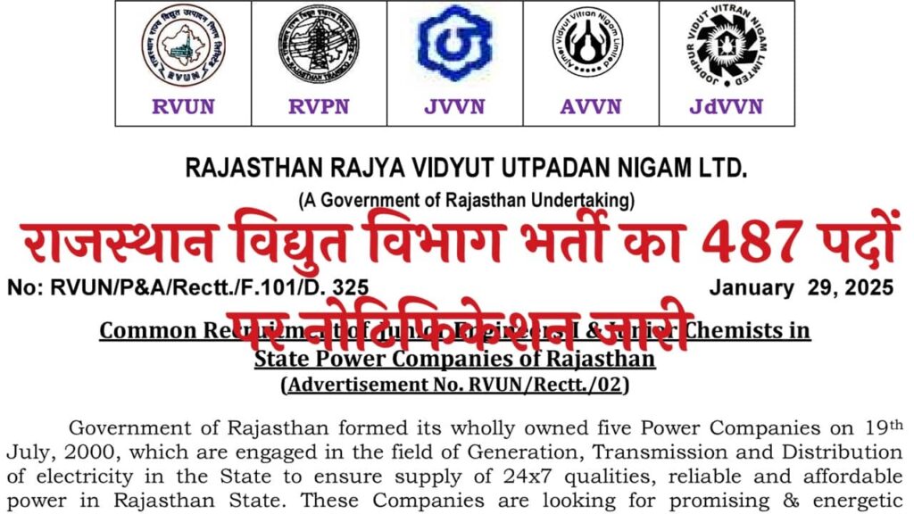 Rajasthan Vidyut Vibhag Vacancy