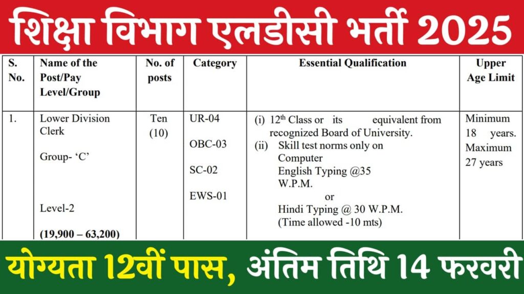 National Education LDC Vacancy