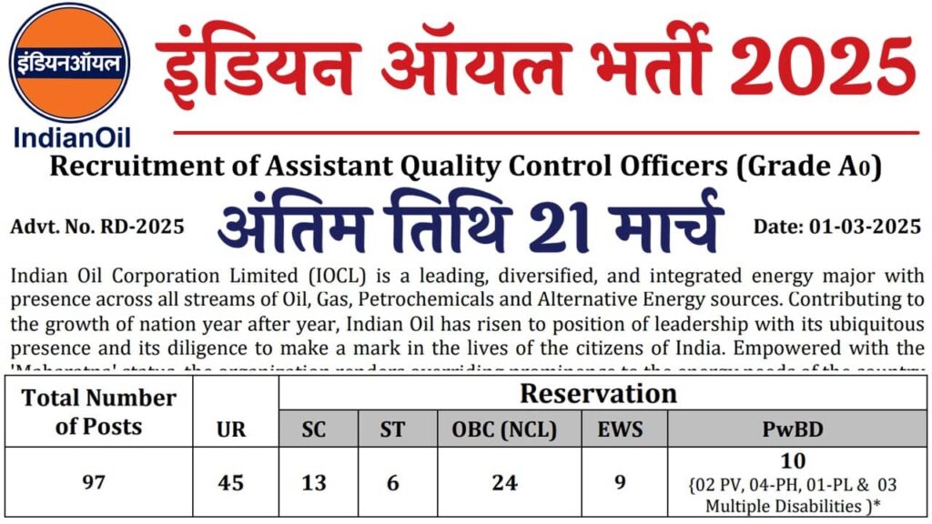 Indian Oil Corporation Limited Vacancy