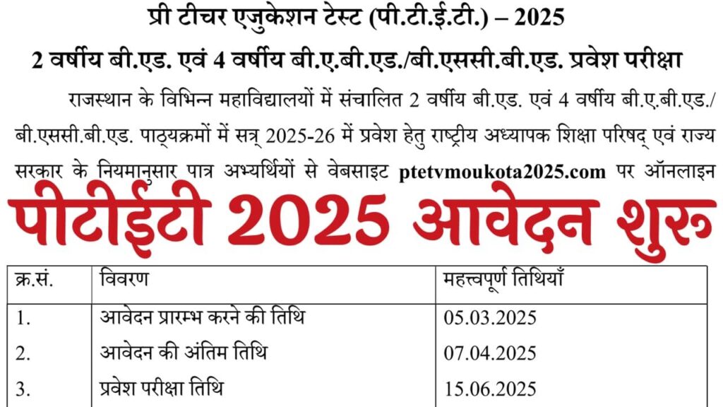 Rajasthan PTET 2025