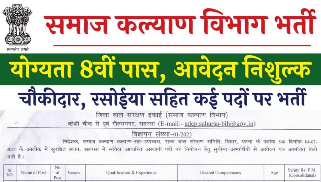 Social Welfare Department Vacancy